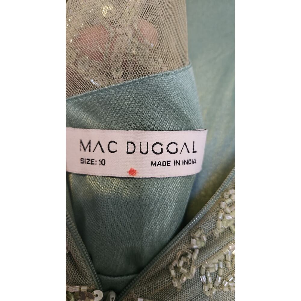 Mac Duggal High Neck Beaded Fringe Fitted Gown Size 10 - Picture 6 of 17